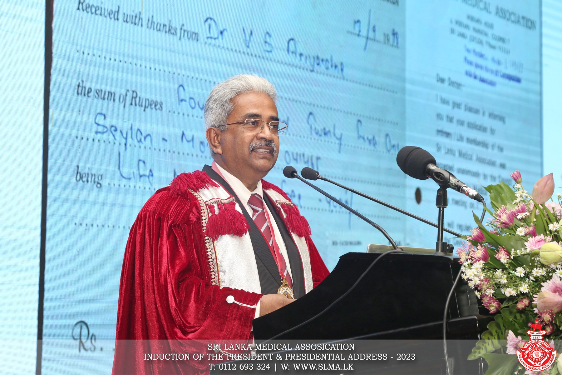 Dr Vinya Ariyaratne, Chair of SIHL was recently inducted as the President of the Sri Lanka Medical Association: SLMA